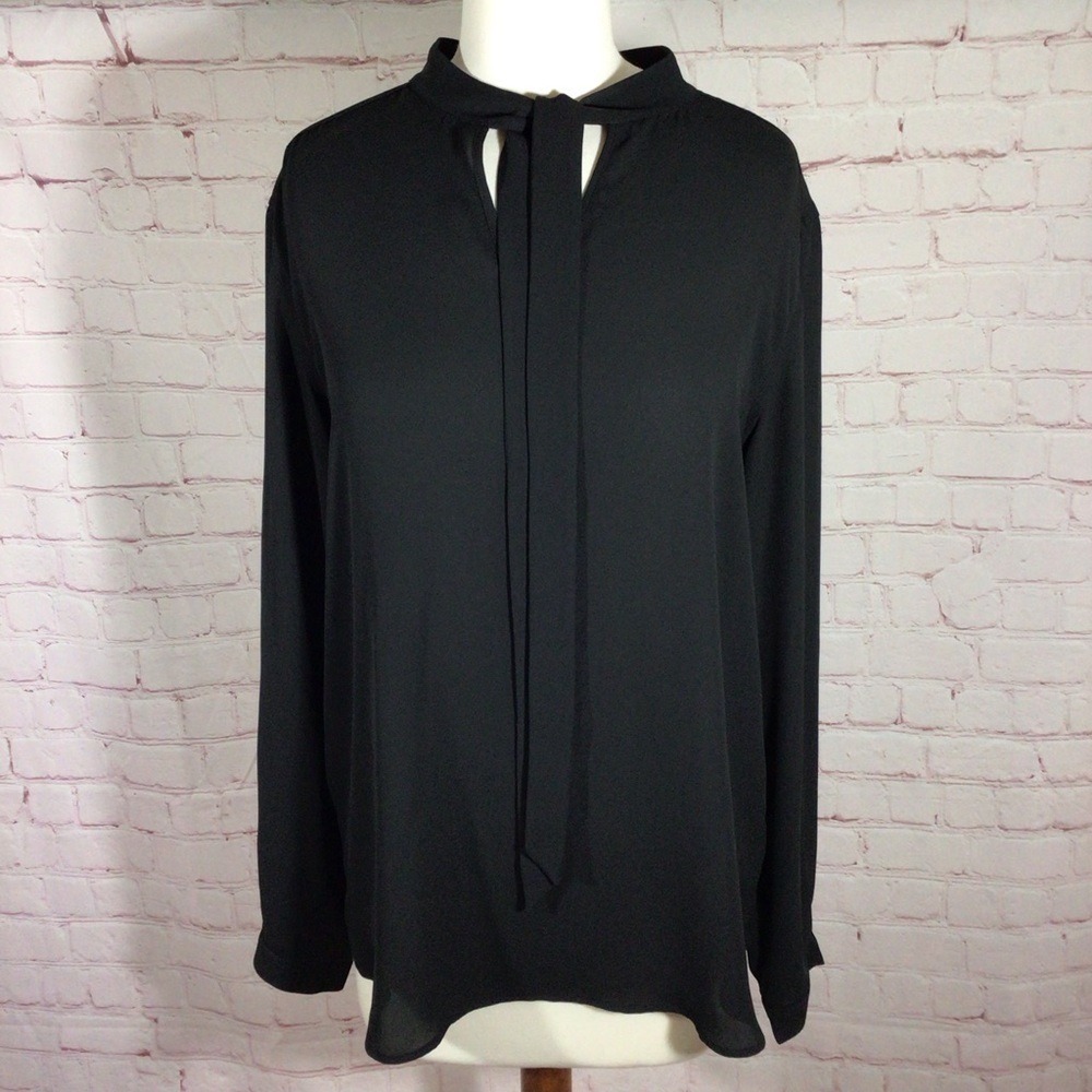 Simons Icōne Black Long Sleeve Tie Front Top - Size Medium